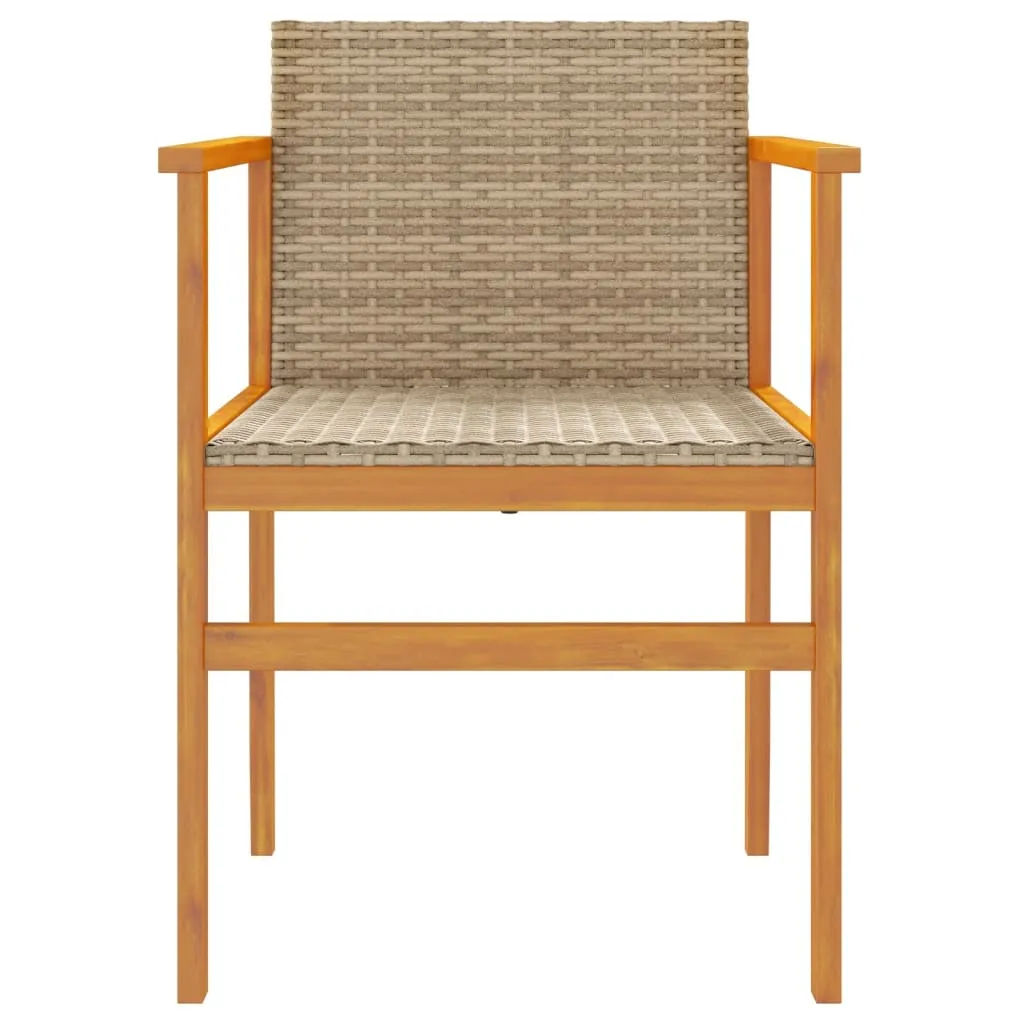 Garden Chairs 2 pcs Beige Poly Rattan&Solid Wood