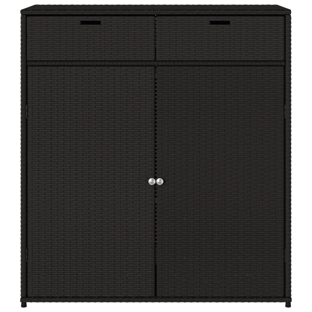 Garden Storage Cabinet Black 105x55x113 cm Poly Rattan