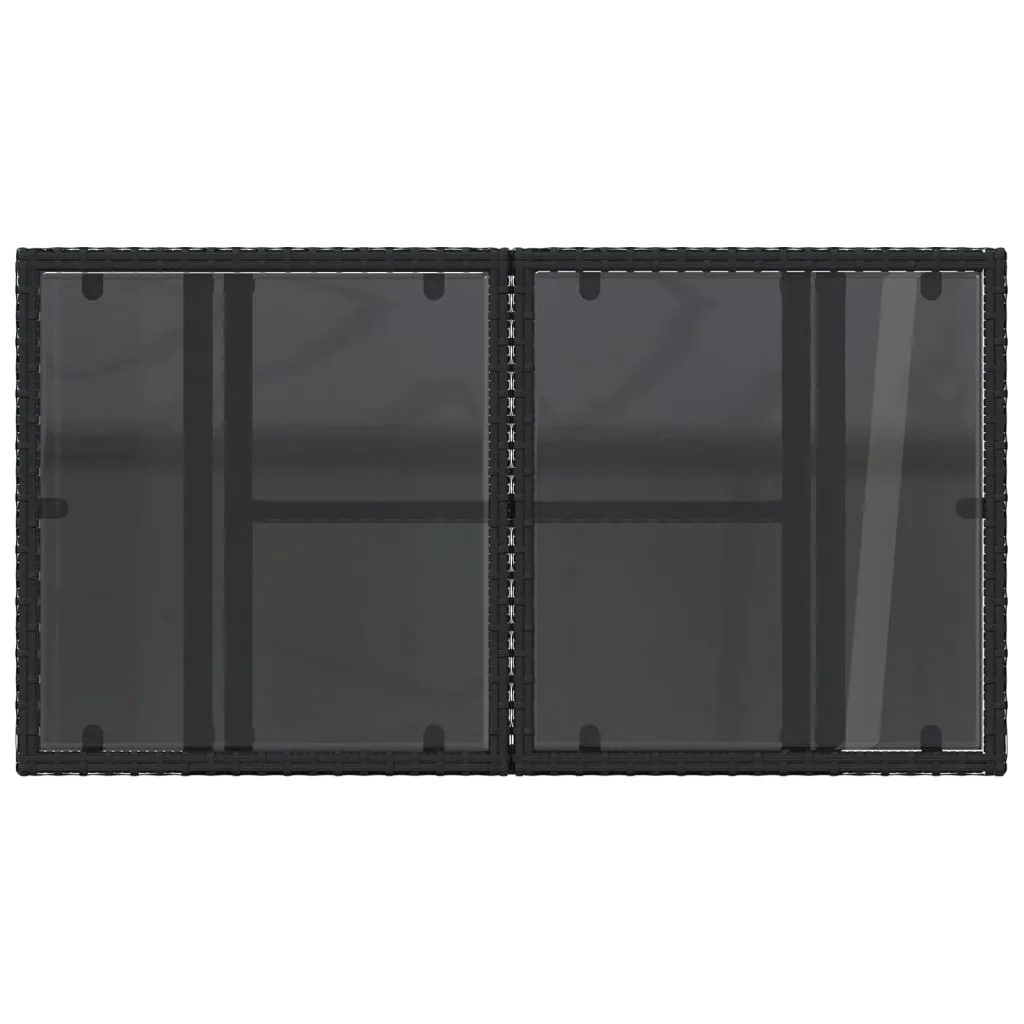 Garden Table with Glass Top Black 100x55x73 cm Poly Rattan