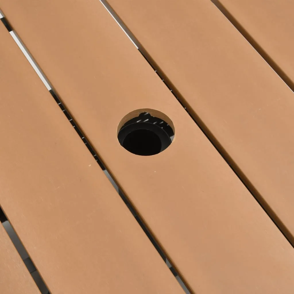 Garden Table with Parasol Hole Brown 55x55x46.5 cm Poly Rattan