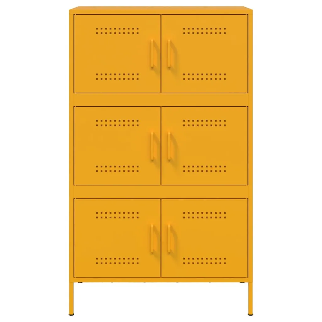 Highboard Mustard Yellow 68x39x113 cm Steel