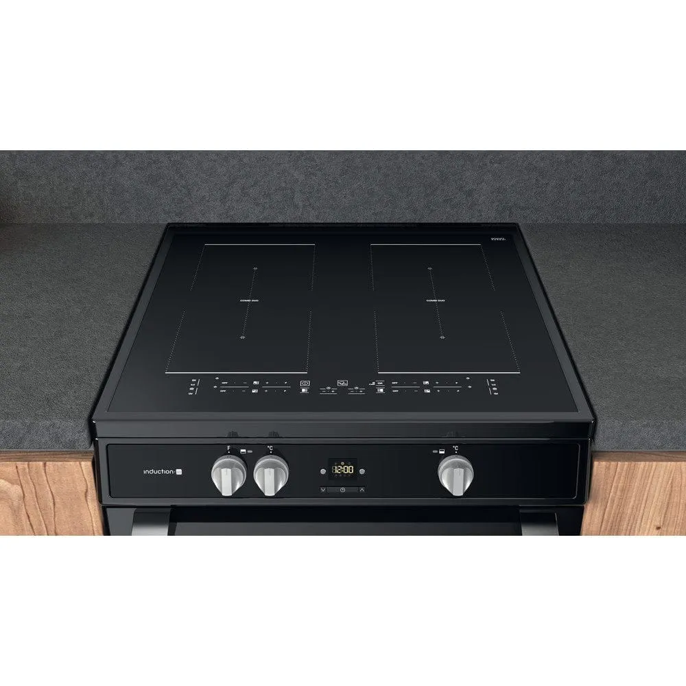 Hotpoint HDT67I9HM2C 60cm Electric Cooker in Black Double Oven Induction Hob