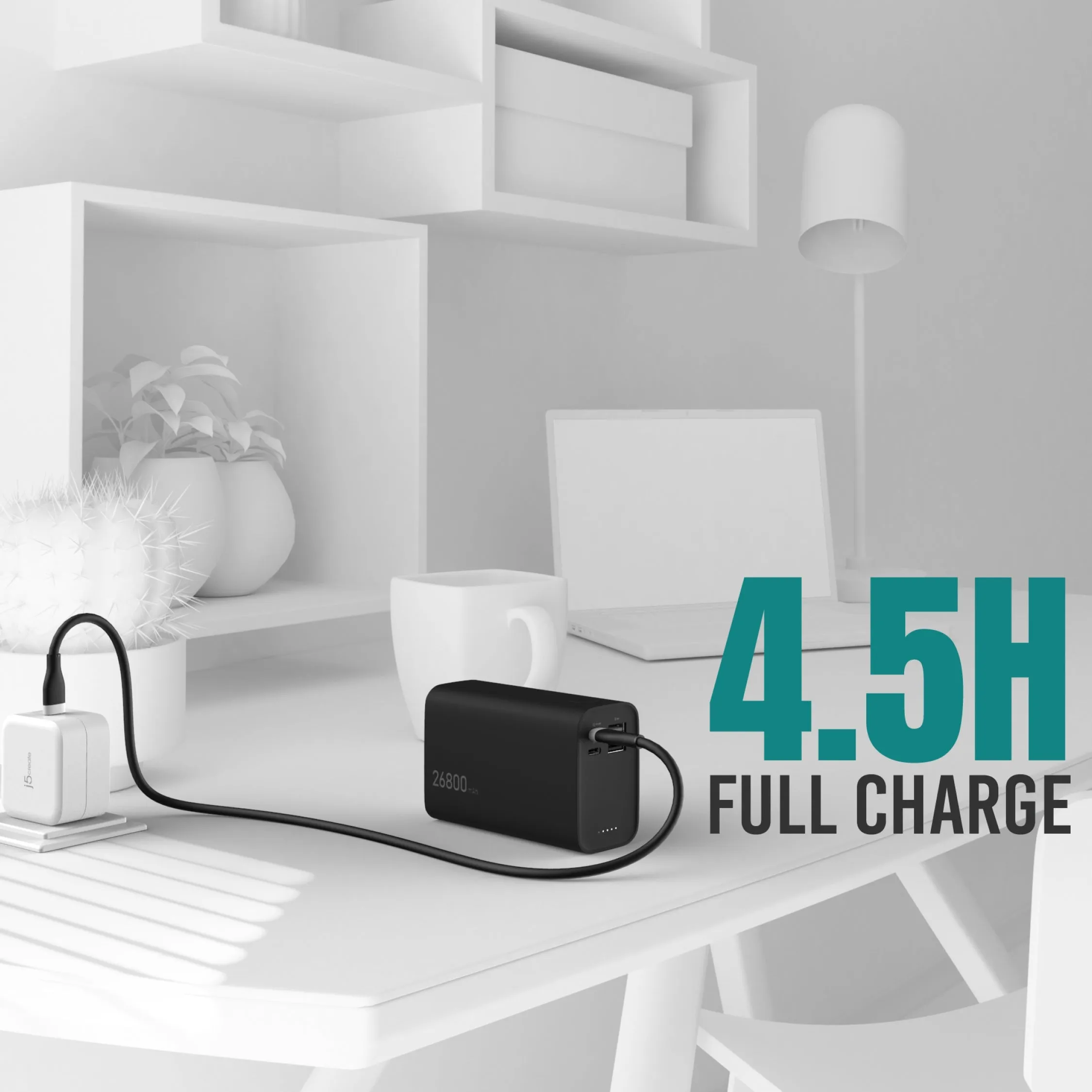 j5create 26800mAh PD 65W 4-Port Power Bank, JPB26465