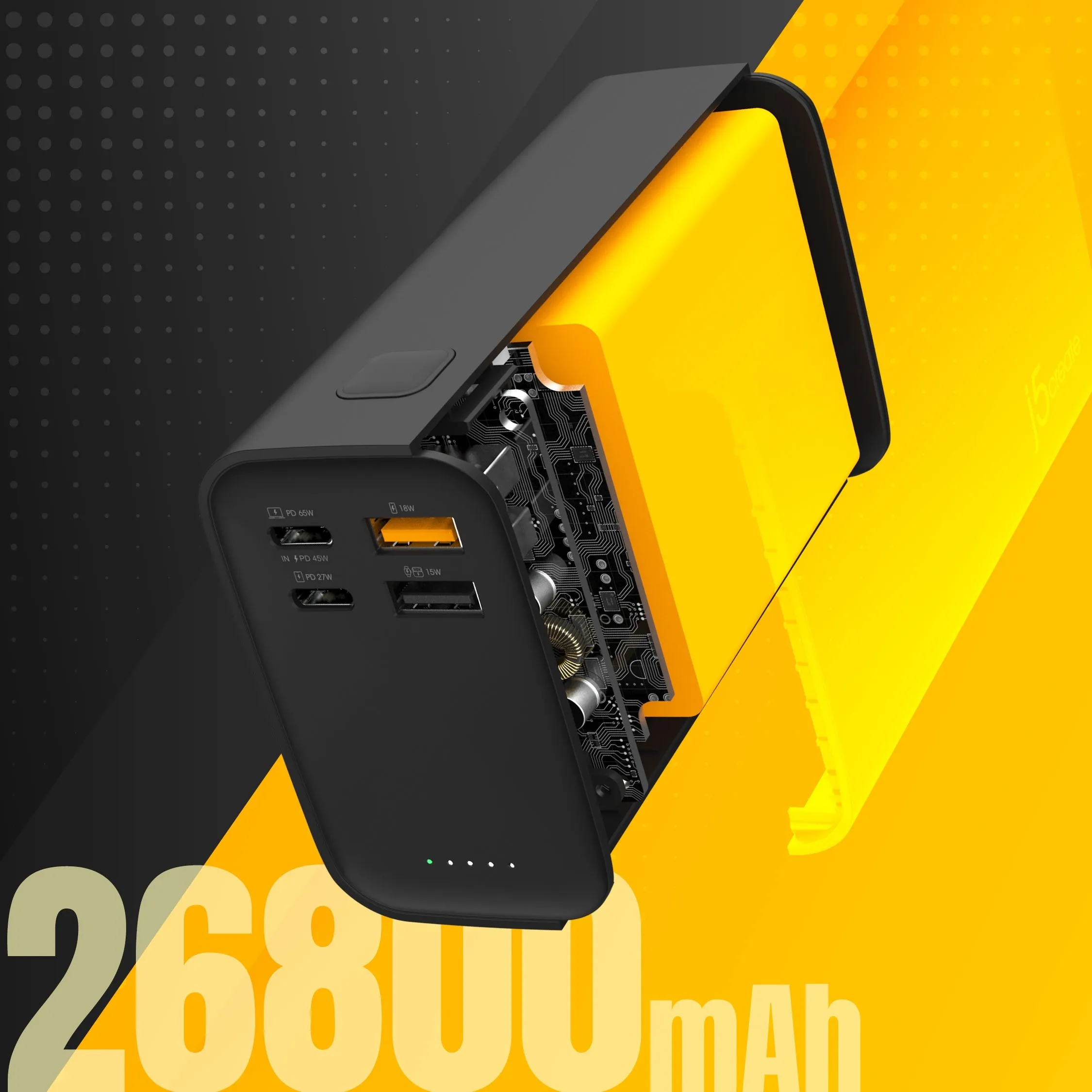 j5create 26800mAh PD 65W 4-Port Power Bank, JPB26465