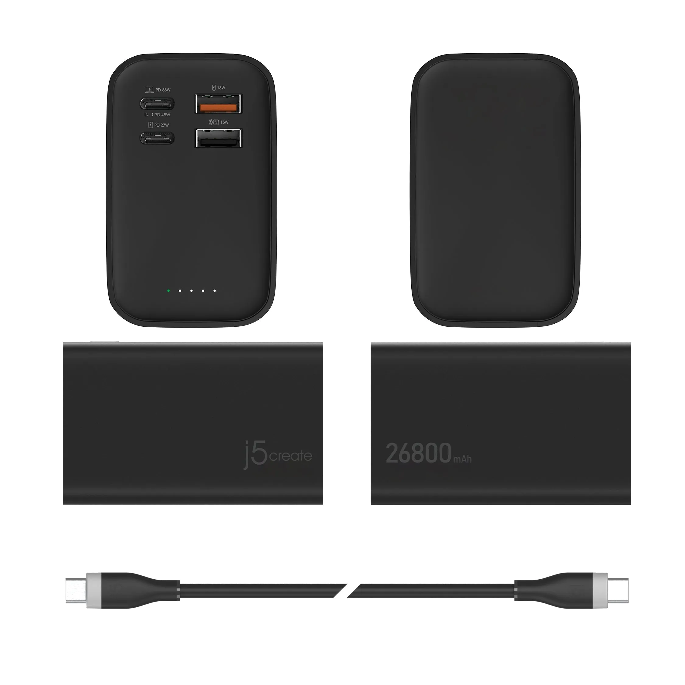 j5create 26800mAh PD 65W 4-Port Power Bank, JPB26465