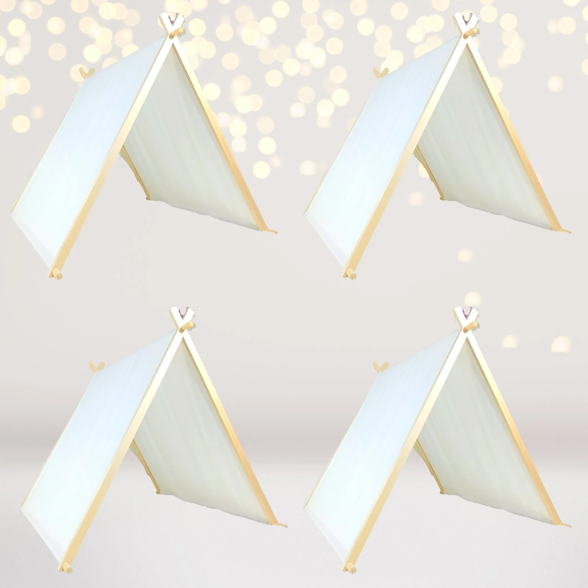 Kids A-Frame Sleepover Tents with Lights 4 pack