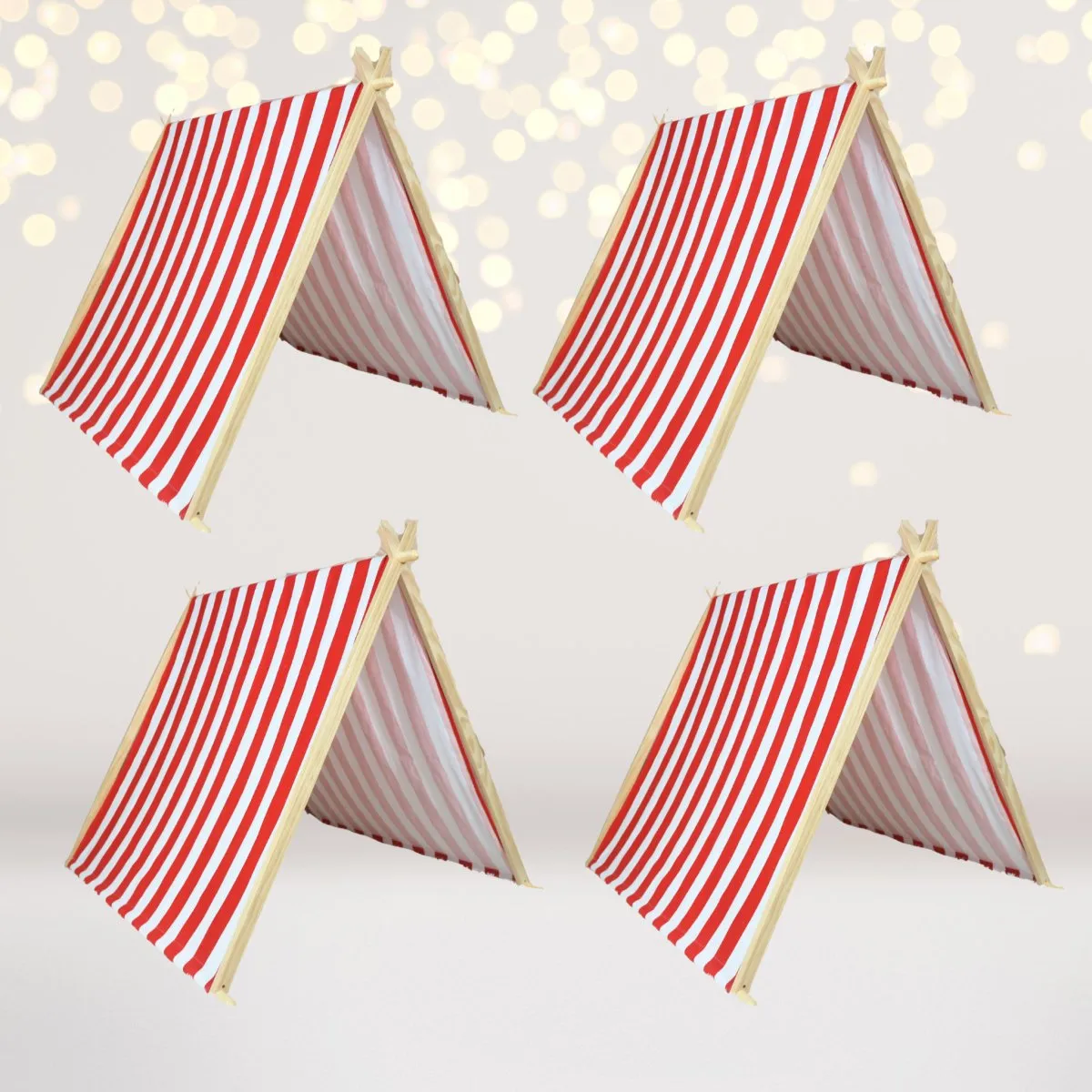Kids A-Frame Sleepover Tents with Lights 4 pack