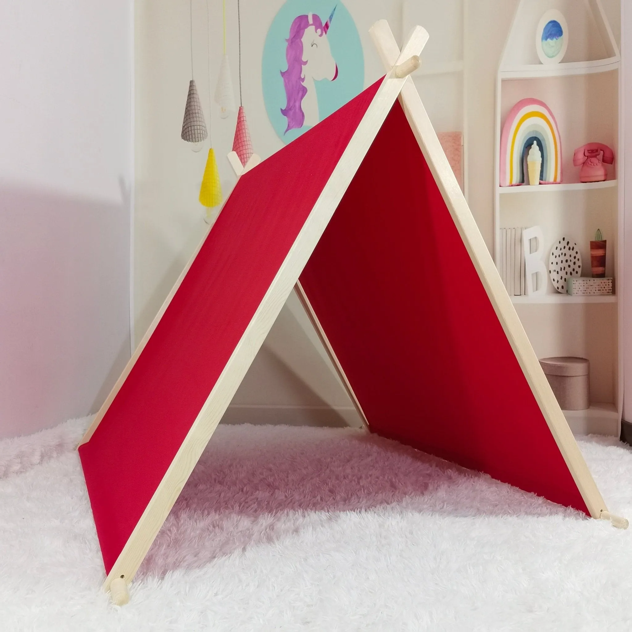 Kids A-Frame Sleepover Tents with Lights 4 pack