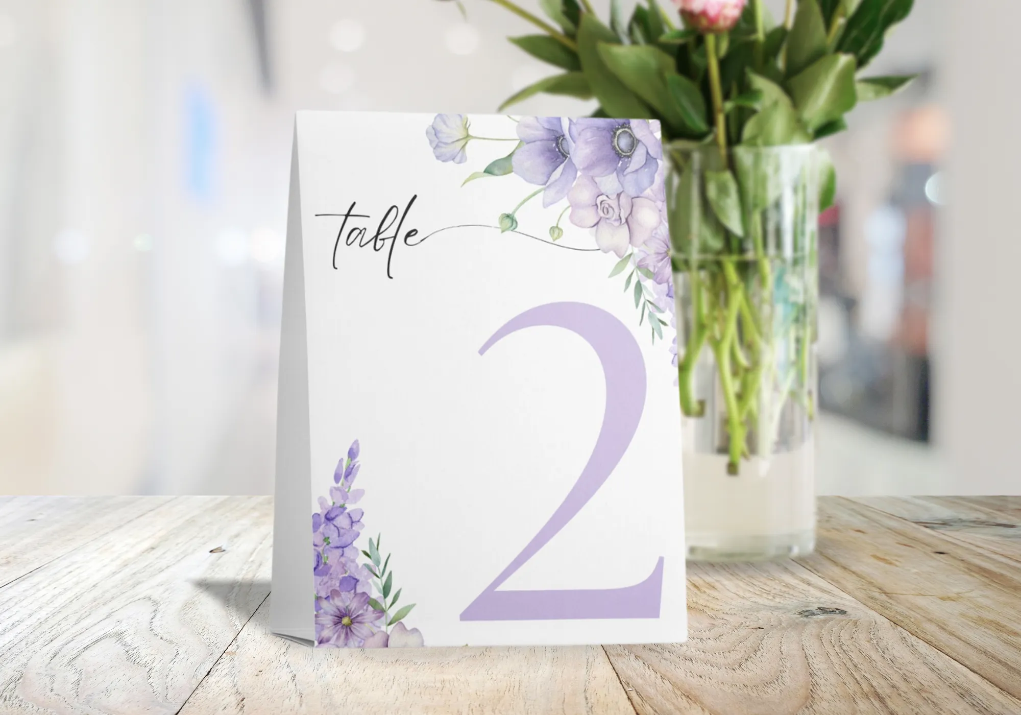 Lilac & Lavender Floral Table Numbers