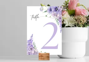 Lilac & Lavender Floral Table Numbers