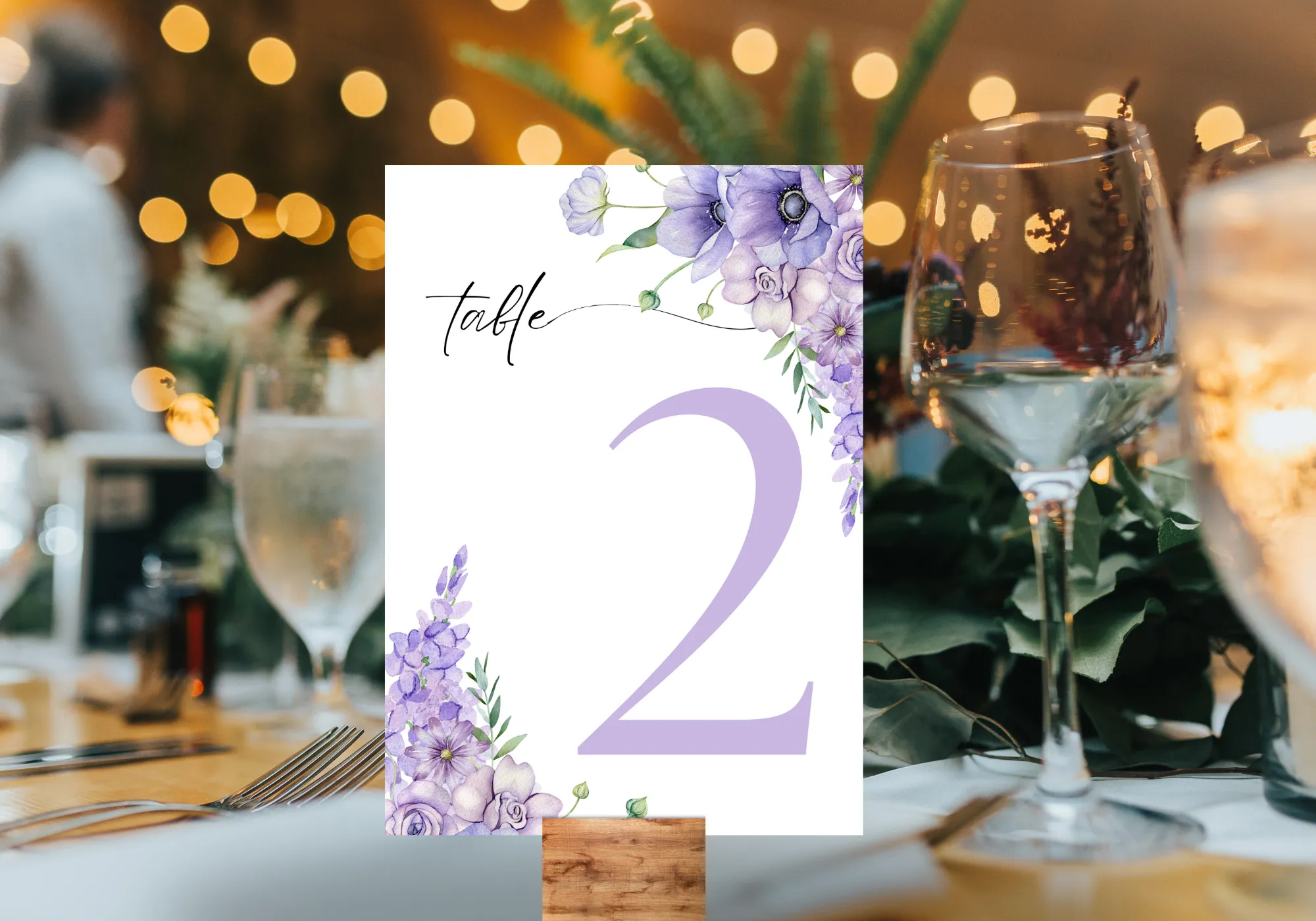 Lilac & Lavender Floral Table Numbers