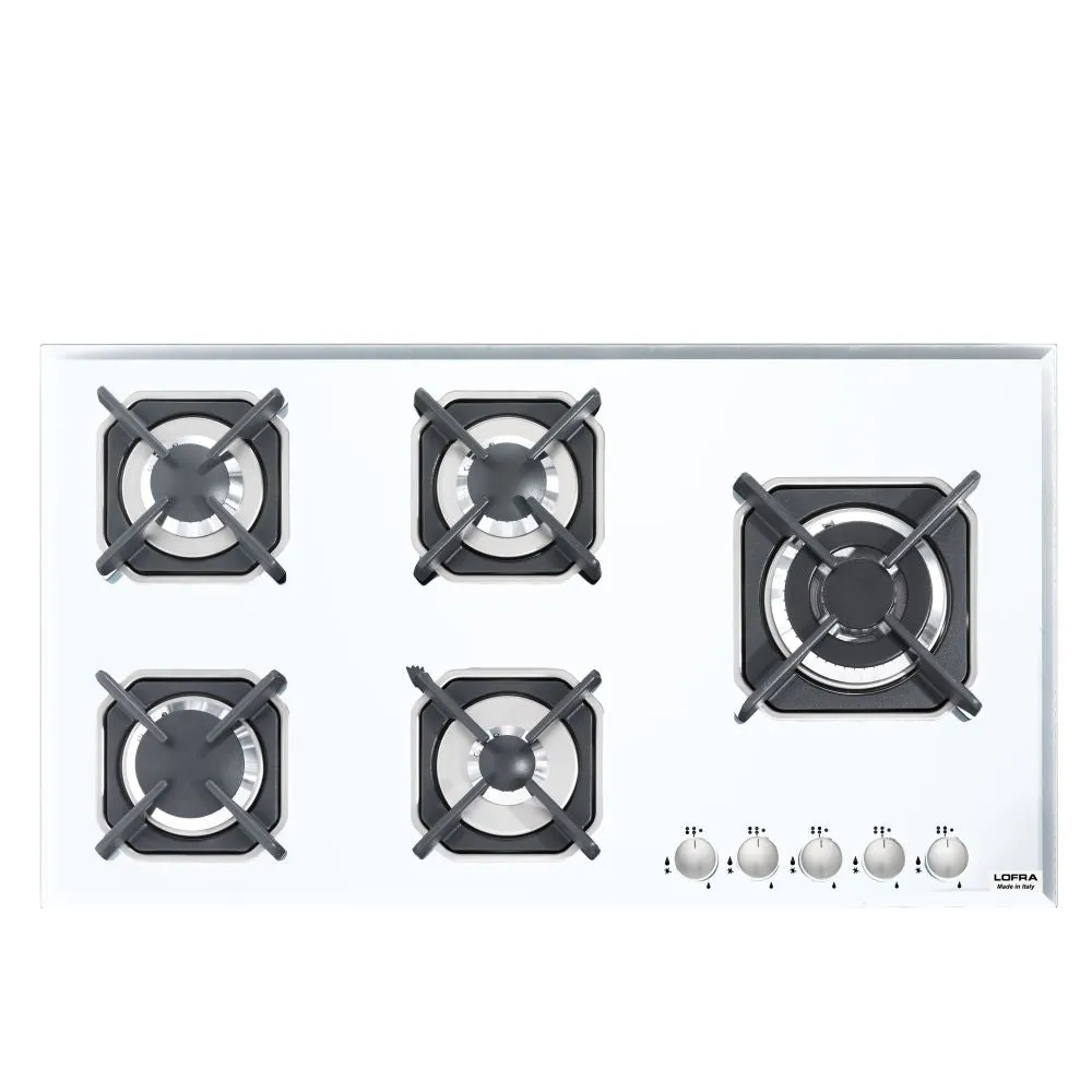 Lofra Marte 90 HGB950 White Glass 5 Burner Gas Hob 90cm