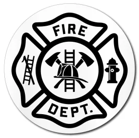 Maltese Cross Fire Department Sticker for Hard Hats - Black