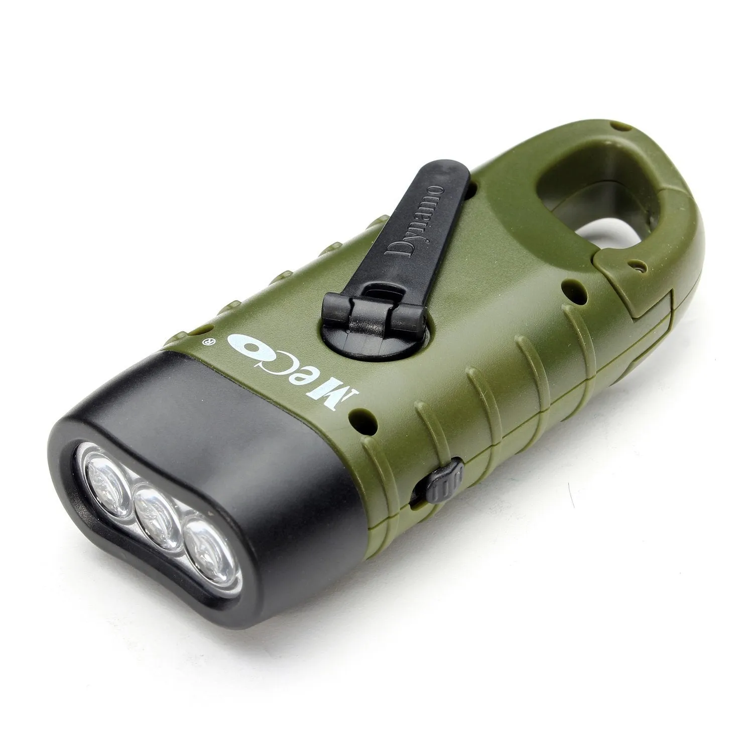 MECO Hand Cranking Solar Powered Rechargeable Flashlight Emergency LED Flashlight Carbiner Dynamo Quick Snap Clip Backpack Flashlight Torch Weather Ready, 8 Lumen