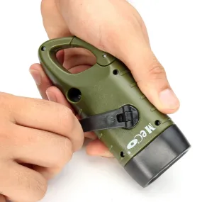 MECO Hand Cranking Solar Powered Rechargeable Flashlight Emergency LED Flashlight Carbiner Dynamo Quick Snap Clip Backpack Flashlight Torch Weather Ready, 8 Lumen