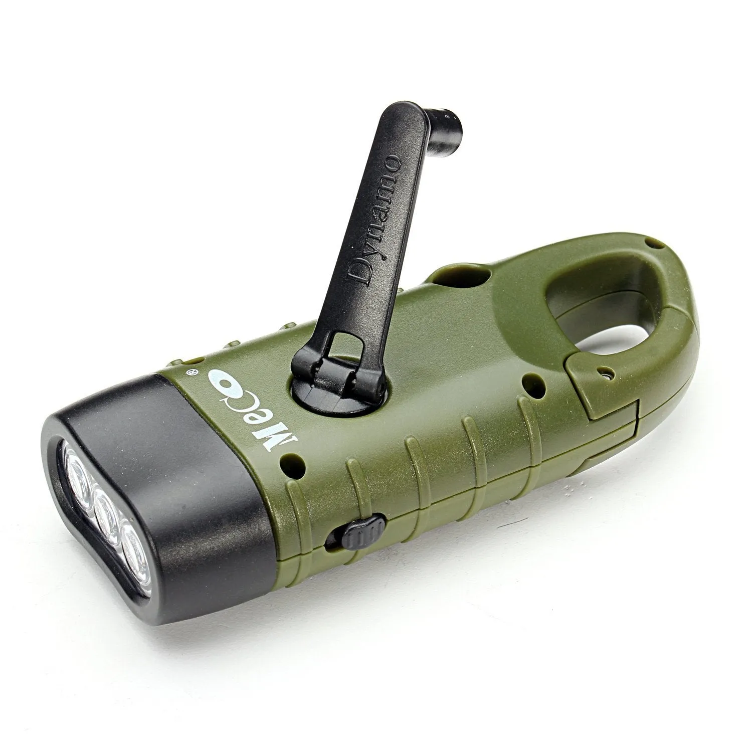 MECO Hand Cranking Solar Powered Rechargeable Flashlight Emergency LED Flashlight Carbiner Dynamo Quick Snap Clip Backpack Flashlight Torch Weather Ready, 8 Lumen