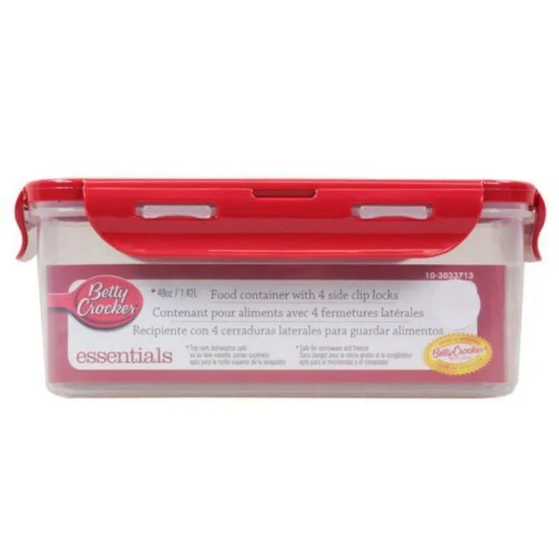 Microwave, Dishwasher & Freezer Safe Food Storage Containers with 4 Sided Clip Lock Lid - 1.42L