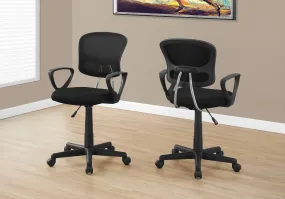 Office Chair, Adjustable Height, Swivel, Ergonomic, Armrests, Computer Desk, Work, Juvenile, Black Mesh, Black Metal, Contemporary, Modern