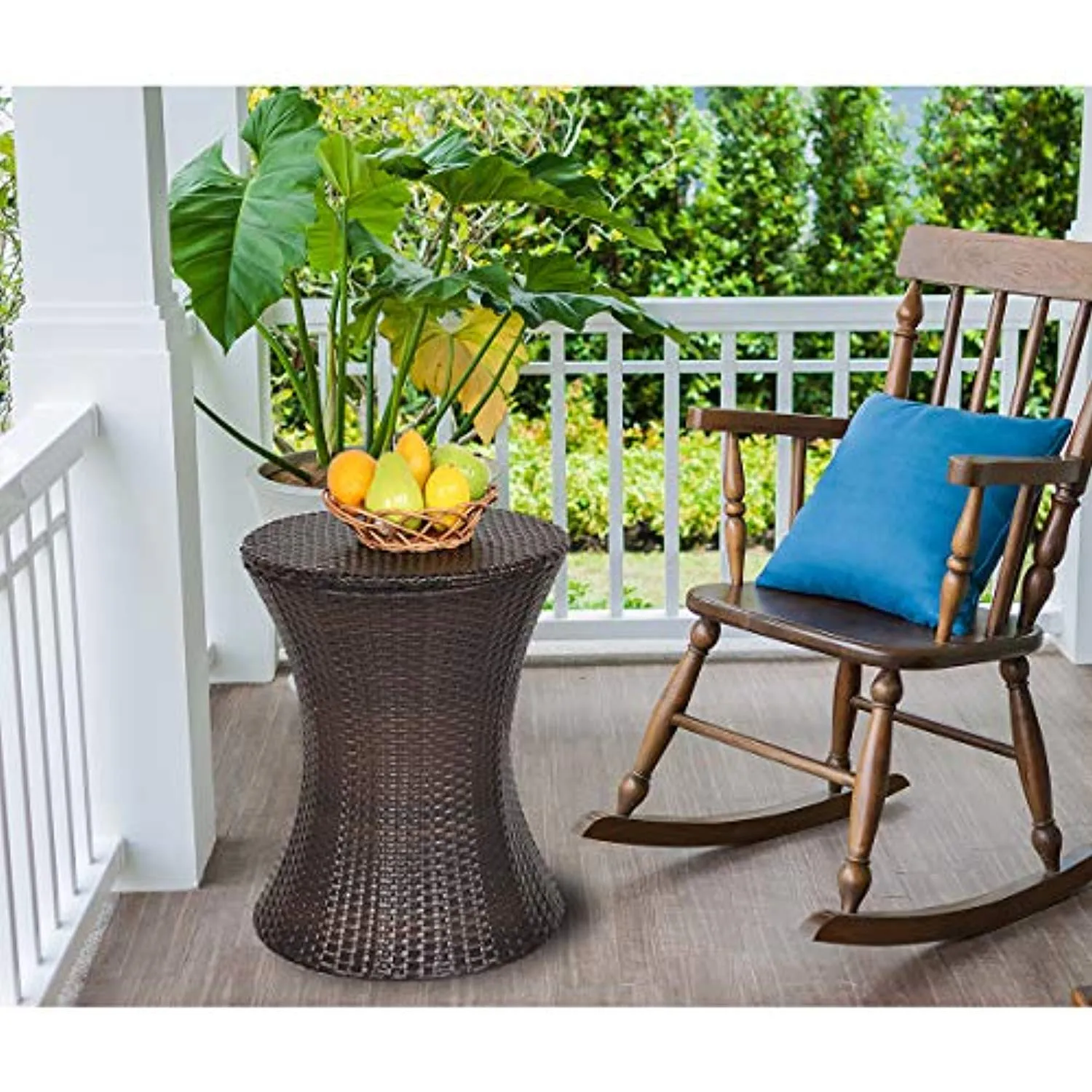 Outdoor Cool Bar Rattan Style Patio Cool Bar Table Adjustable Height
