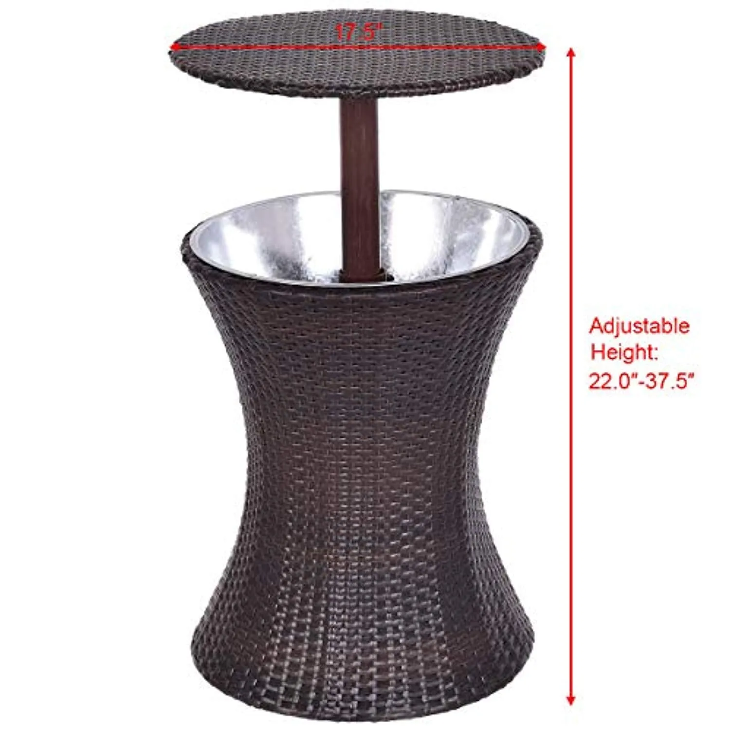 Outdoor Cool Bar Rattan Style Patio Cool Bar Table Adjustable Height