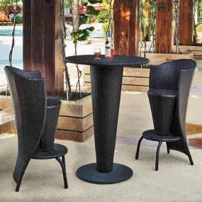 Outdoor Furniture - Wicker Bar Set - Olive