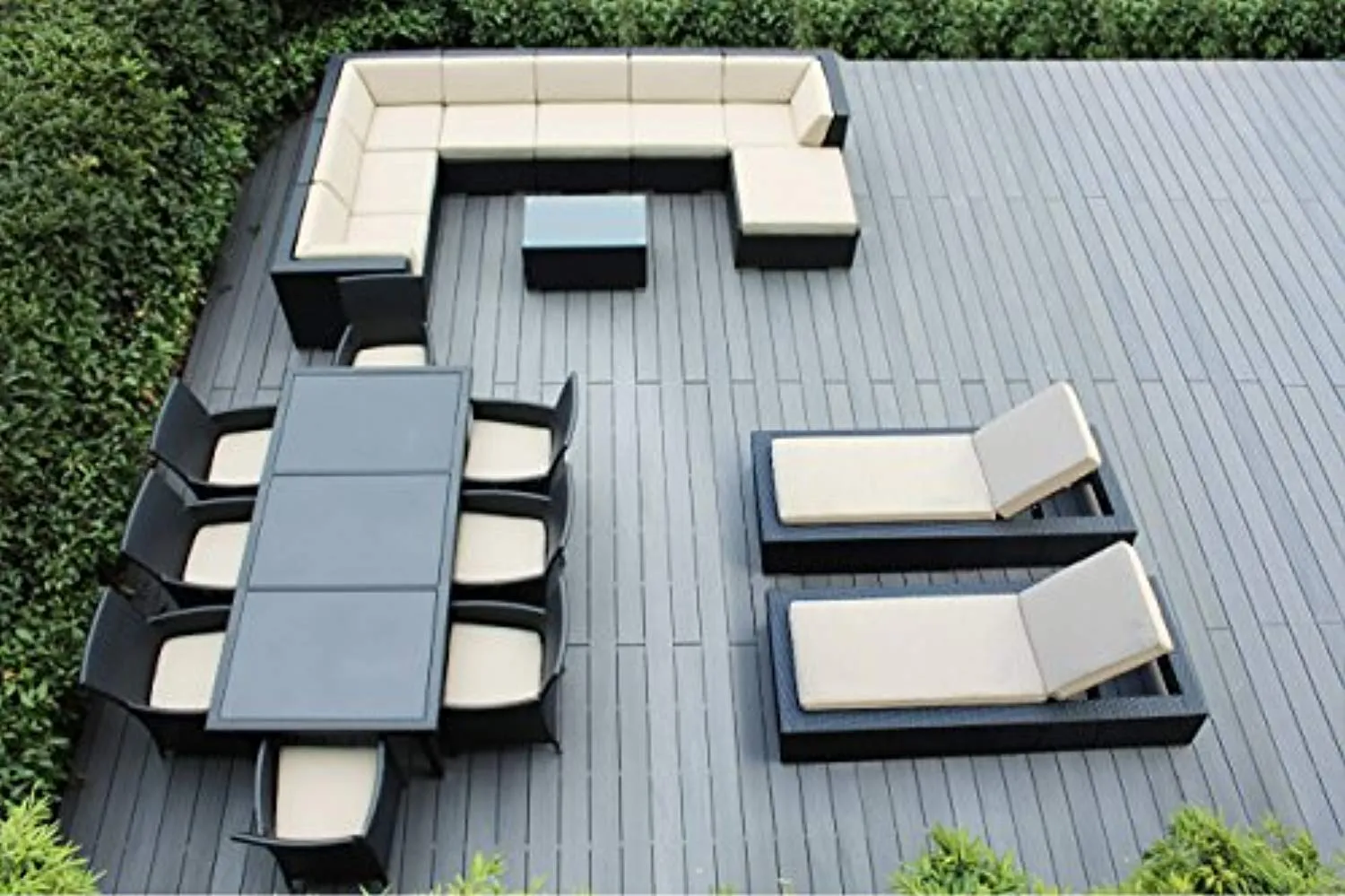 Outdoor Sectional Sofa, Dining and Chaise Lounge Wicker Patio Furniture Set (20 PC Set) with Free Patio Cover
