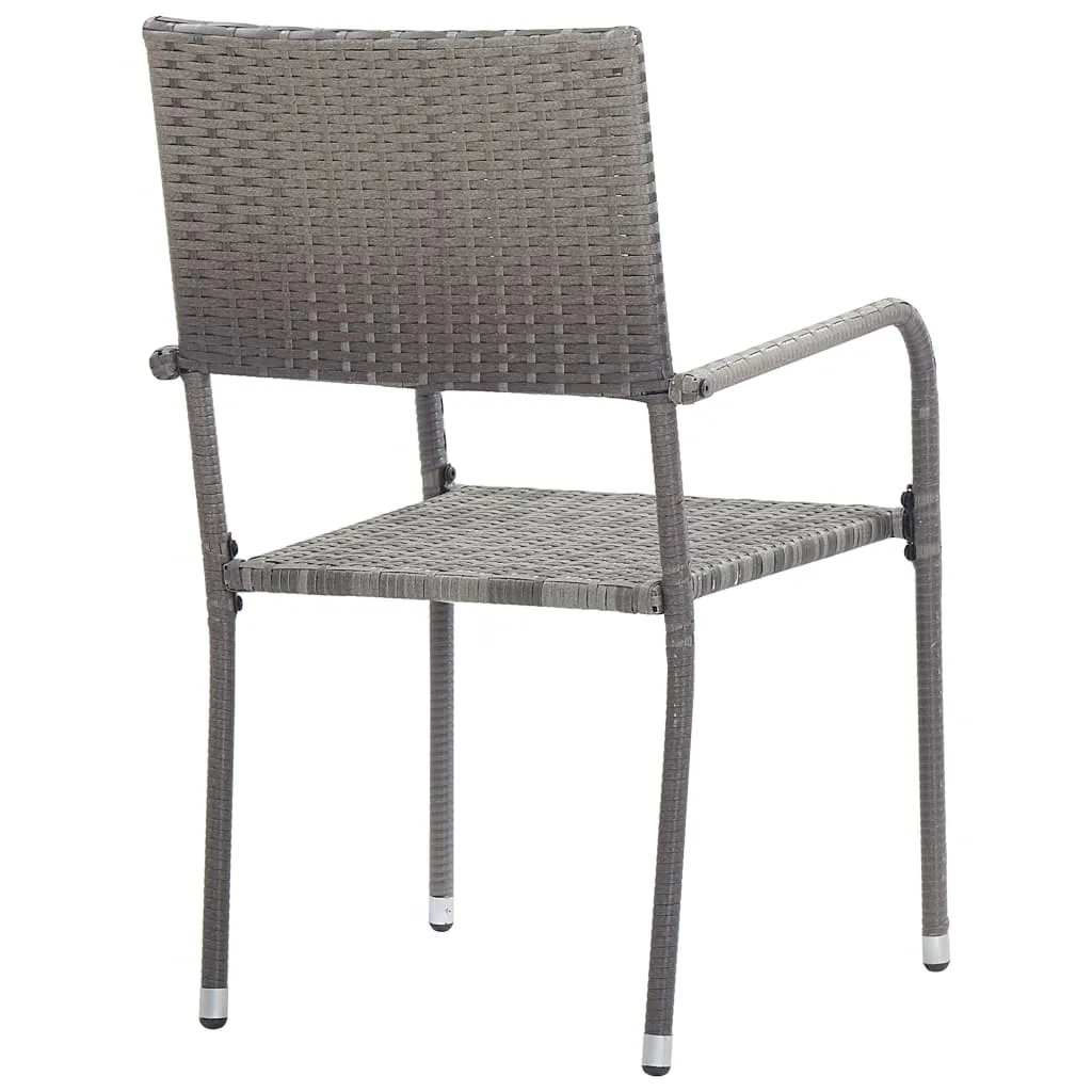 Patio Dining Chairs 2 pcs Stackable Gray Poly Rattan