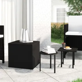 Patio Side Tables 3 pcs Black Poly Rattan