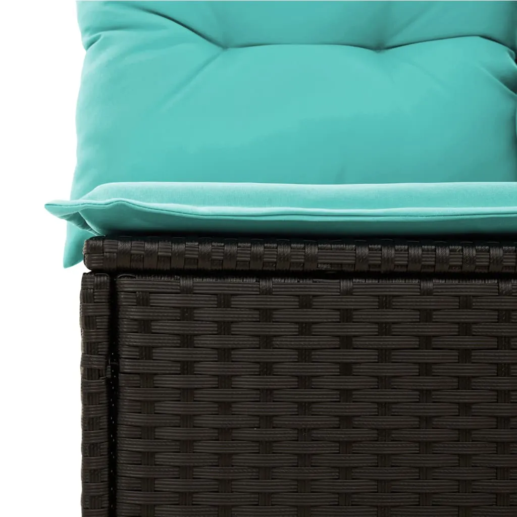Patio Sofa Armless with Cushions Black Poly Rattan