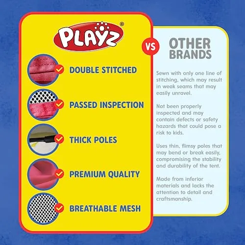 Playz 4pc Kids Pop Up Play Tent and Kids Play Tunnel for Toddlers, Babies, Kids, Girls & Boys Indoor & Outdoor Playhouse Bundle, Kids Tunnel Tent with Storage Bag, Red & Blue
