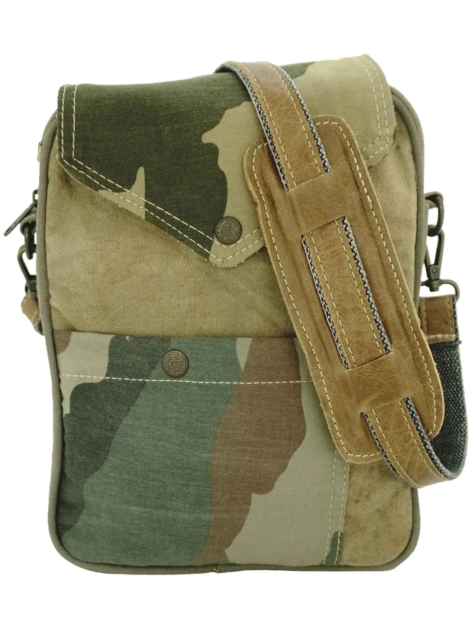 Recycled Military Tent Crossbody with Camoflauge