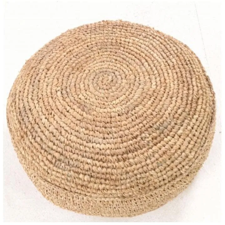 Round Woven Raffia Foot Stool Floor Cushion