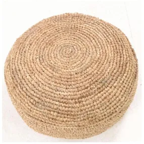 Round Woven Raffia Foot Stool Floor Cushion