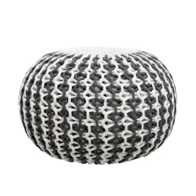 Santorini Cotton Pouf, Ivory & Grey