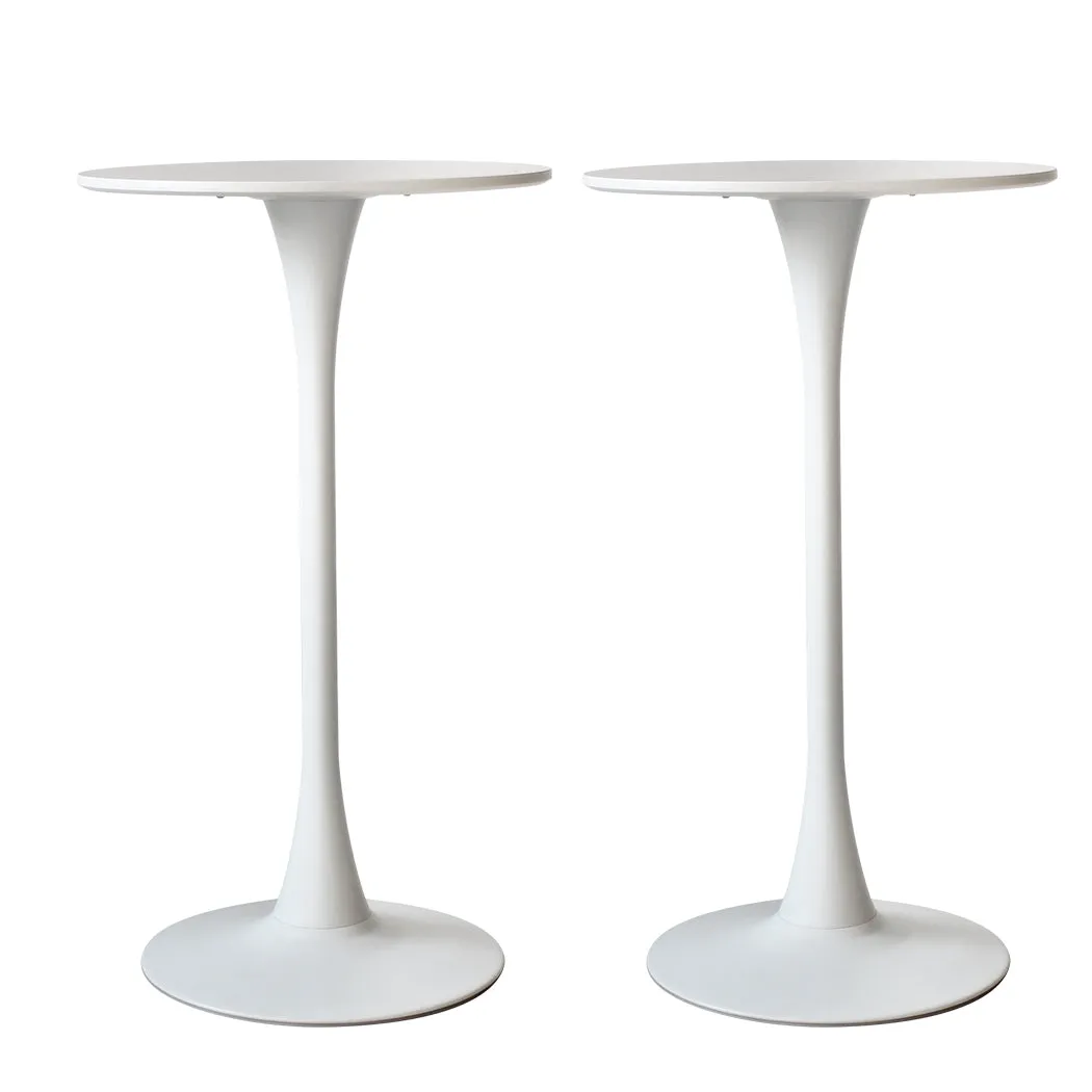 Set of 2 Round Bar Table Pub Tables - White