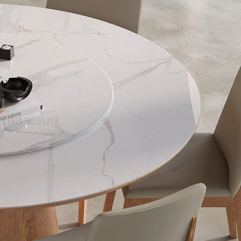 Stable Wooden Dining Room Set with Rock Slab Tabletop