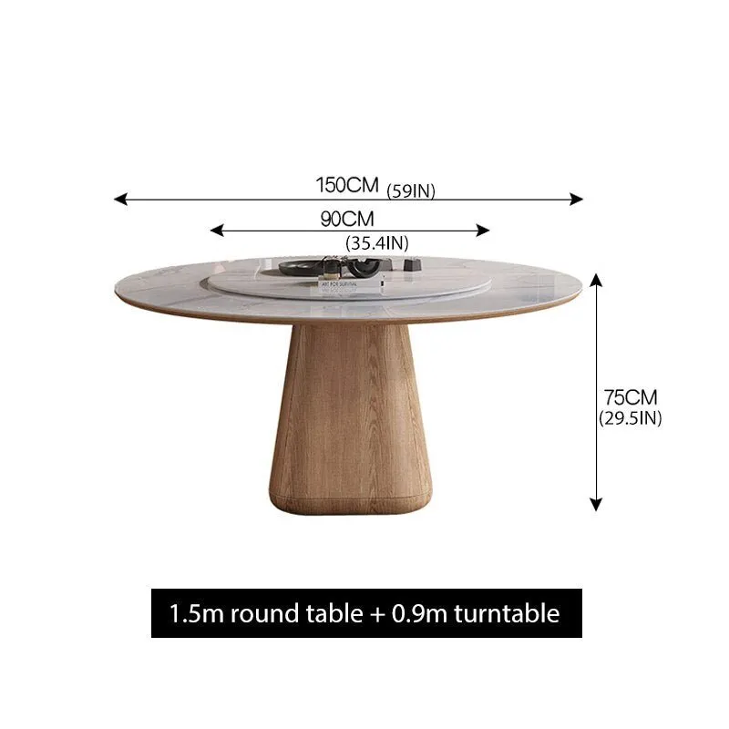 Stable Wooden Dining Room Set with Rock Slab Tabletop