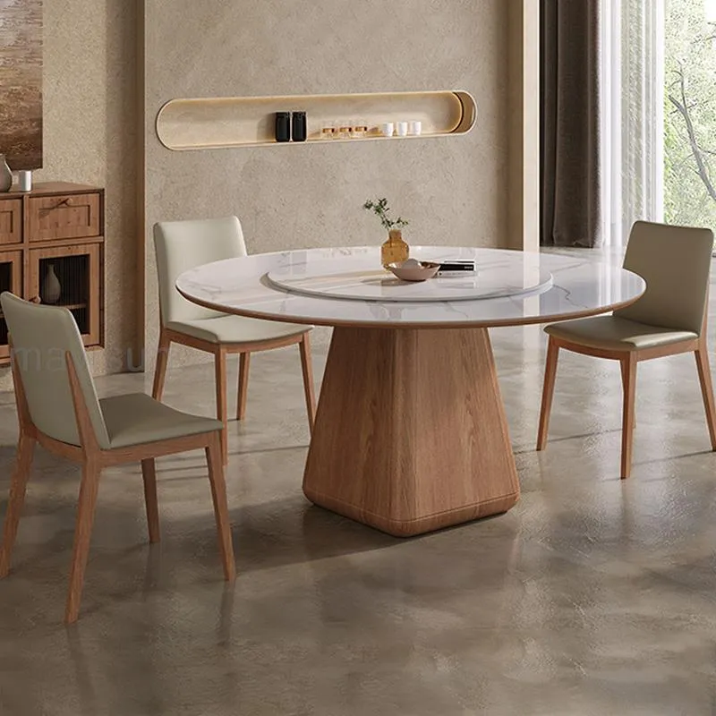 Stable Wooden Dining Room Set with Rock Slab Tabletop
