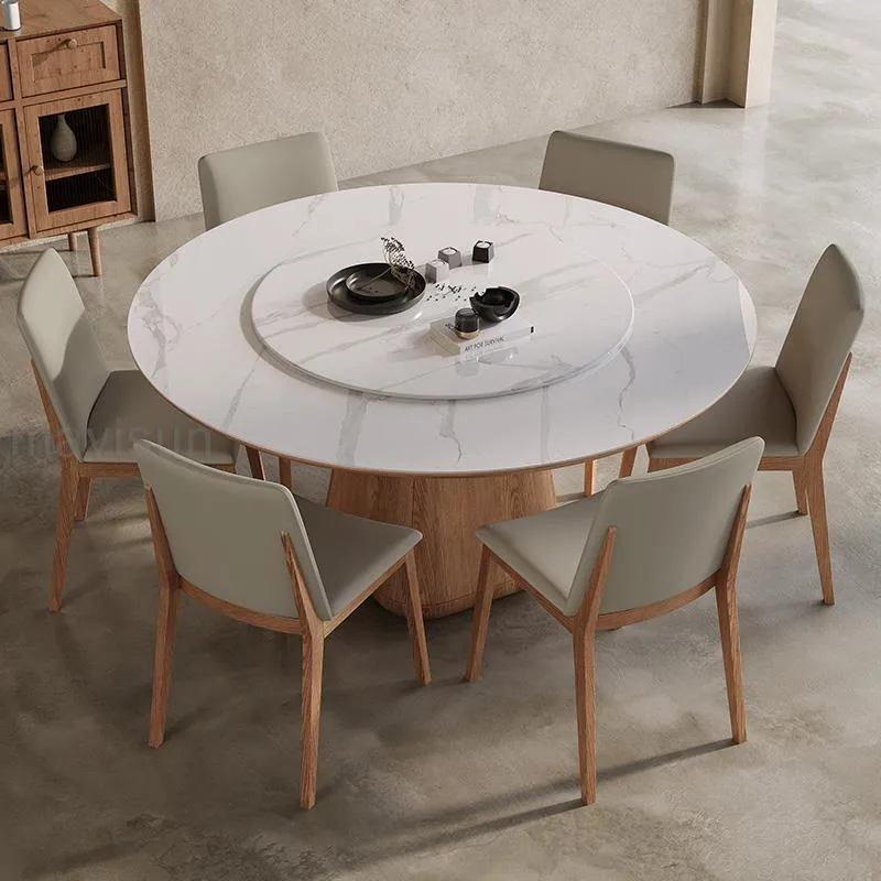 Stable Wooden Dining Room Set with Rock Slab Tabletop