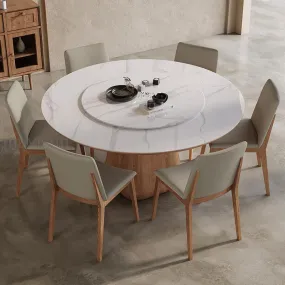 Stable Wooden Dining Room Set with Rock Slab Tabletop