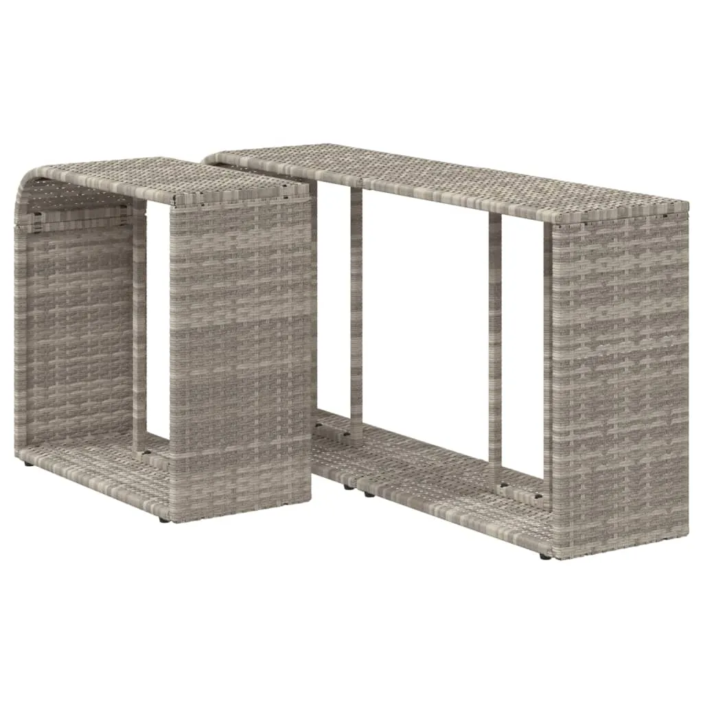 Storage Shelves 2 pcs Light Grey Poly Rattan