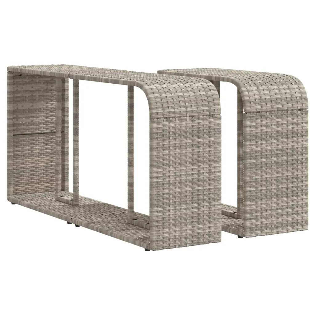 Storage Shelves 2 pcs Light Grey Poly Rattan
