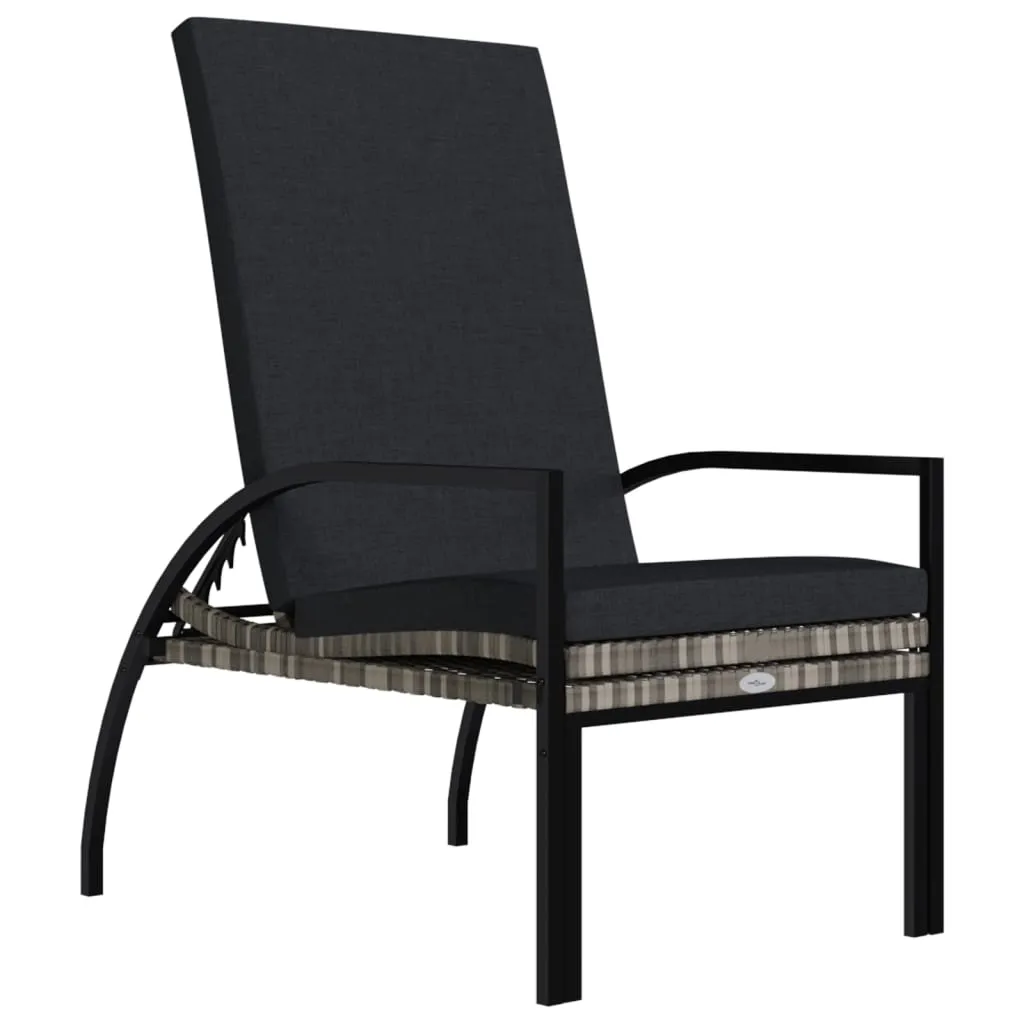 Sun Lounger with Footrest PE Rattan Grey