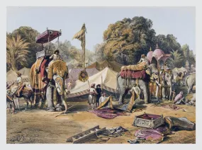 The Kings Camp (from India - Ancient And Modern Series) William Simpson c1860 - Vintage Orientalist Chromolithograph of India - Life Size Posters