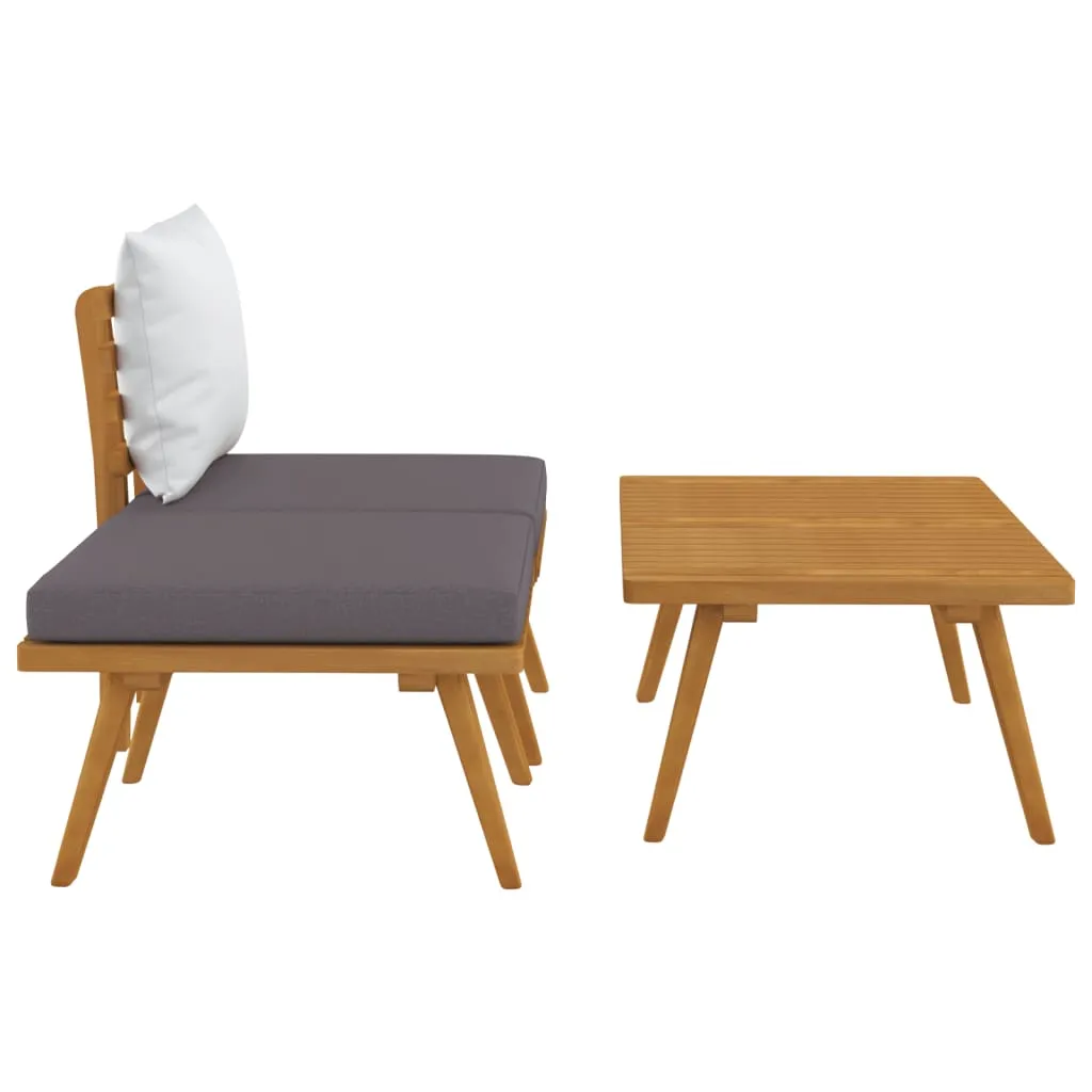 vidaXL 3 Piece Patio Lounge Set with Cushions Solid Acacia Wood