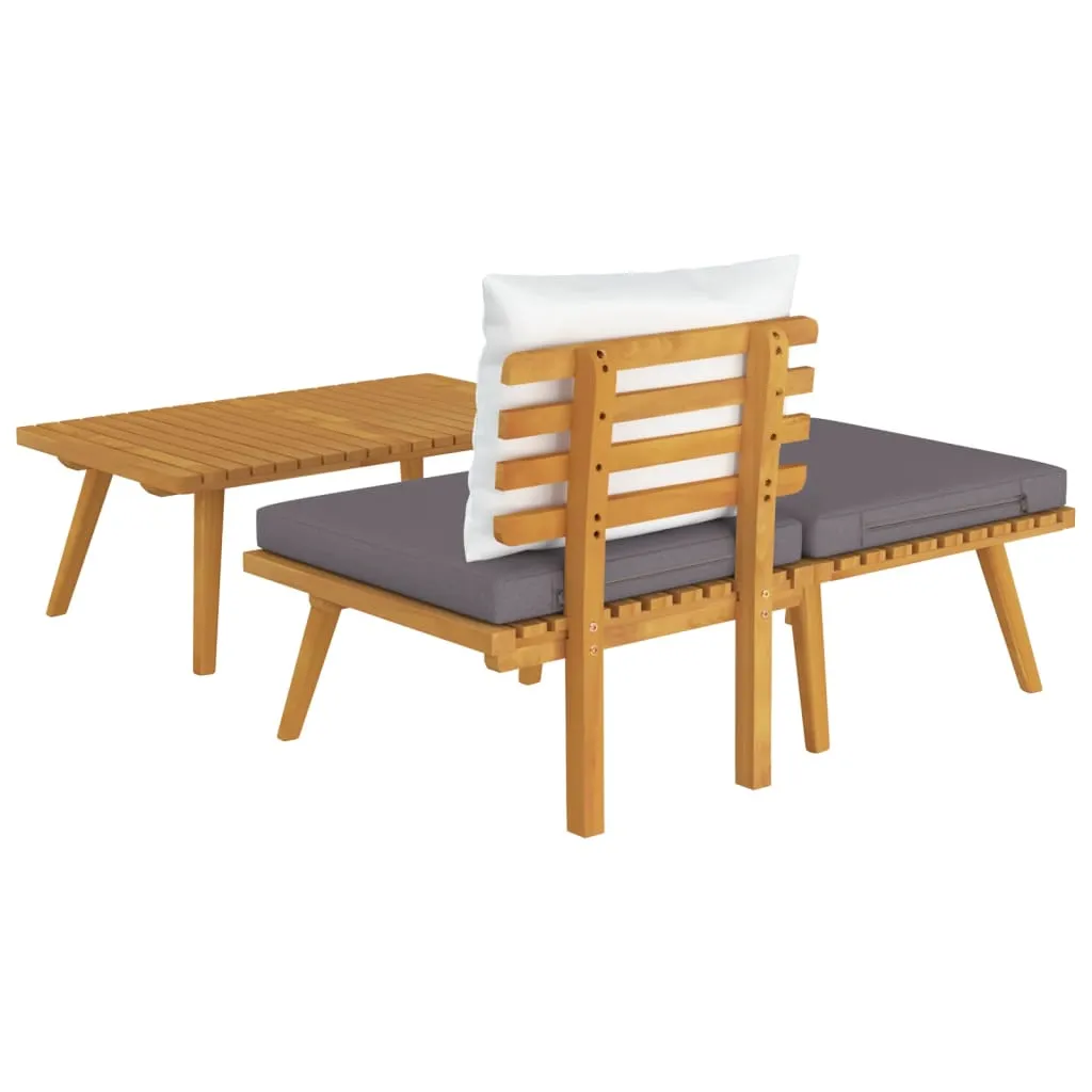 vidaXL 3 Piece Patio Lounge Set with Cushions Solid Acacia Wood