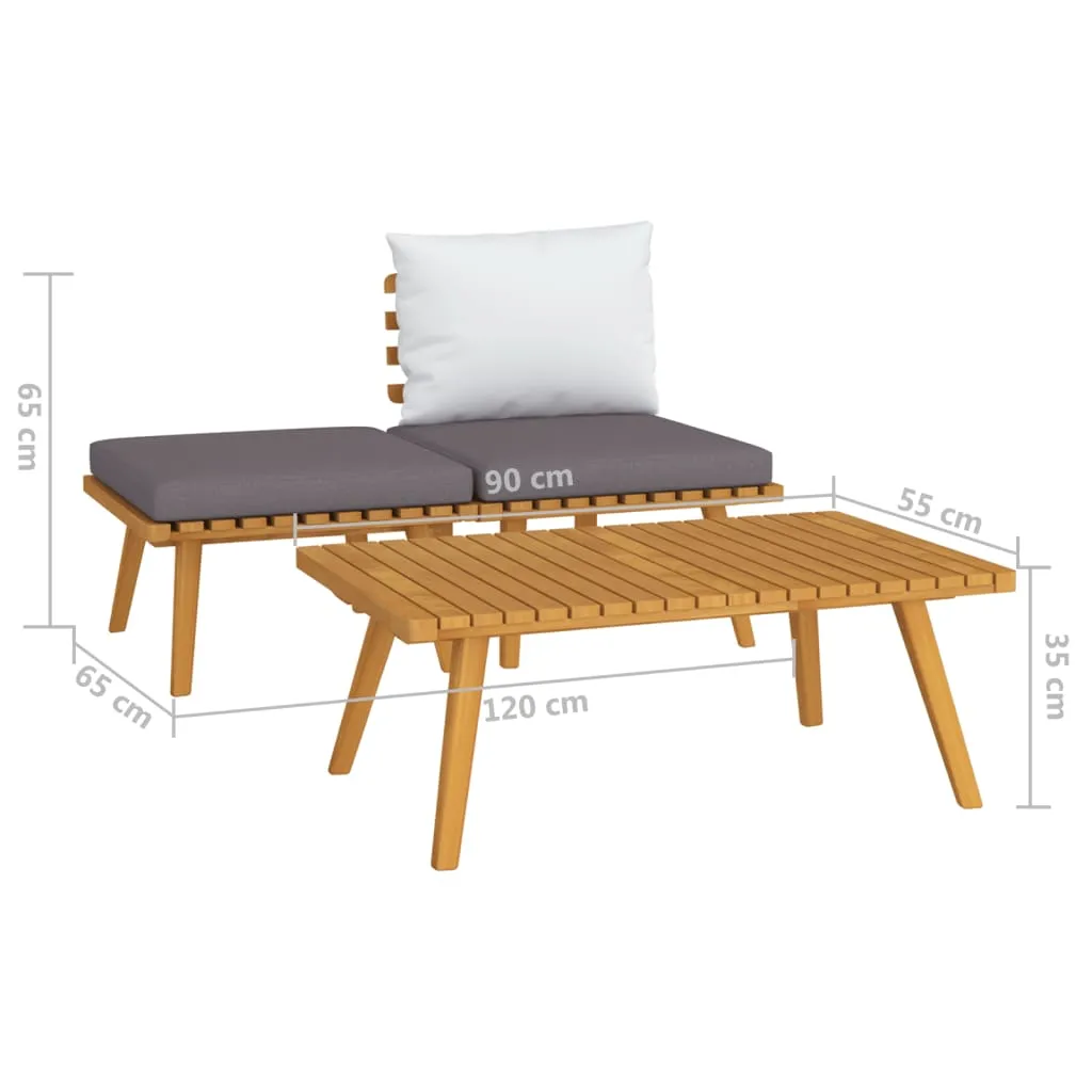 vidaXL 3 Piece Patio Lounge Set with Cushions Solid Acacia Wood