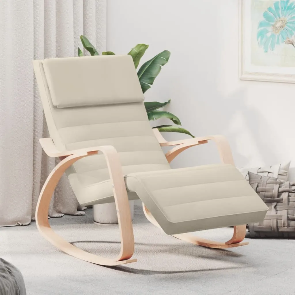 vidaXL Elegant Cream Fabric Rocking Chair - Stylish & Comfortable Seating for Any Room