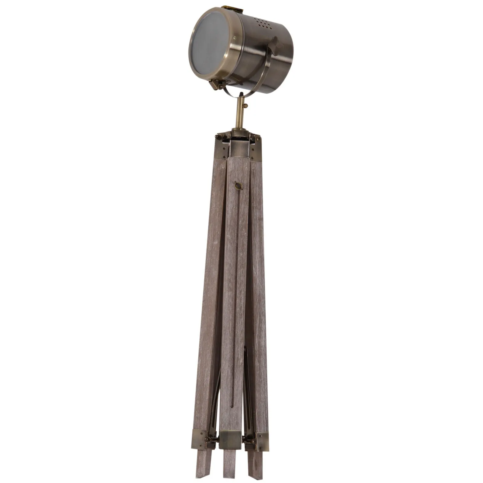 Vintage Tripod Spotlight Floor Lamp Adjustable Height Spotlight Lamps Copper Finish Pine