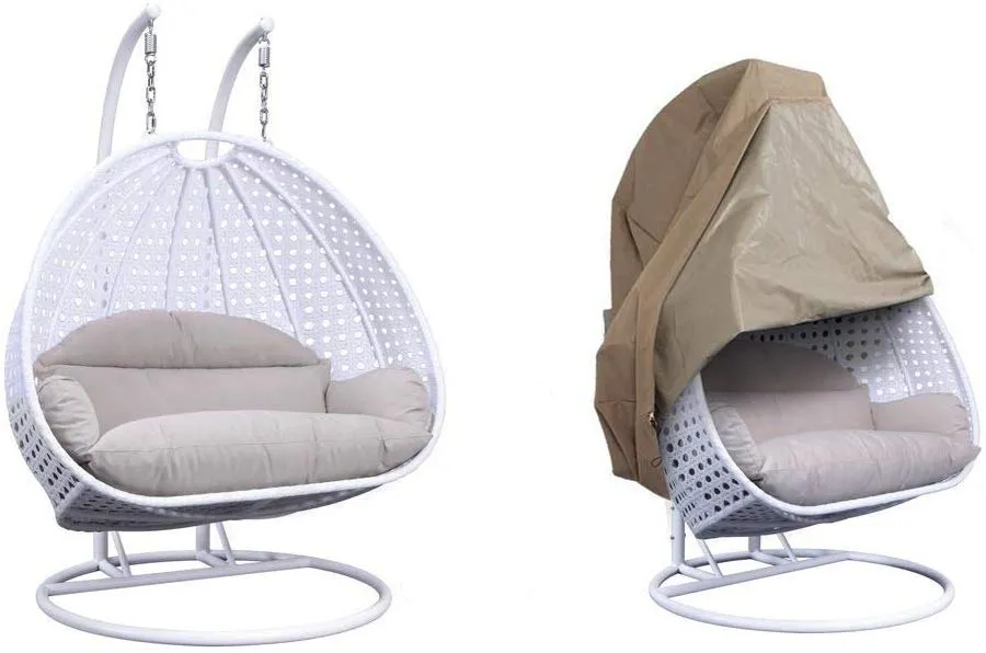 Wicker Hanging 2 Person Egg Swing Chair with Outdoor Cover